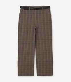 Calça Alfaiatada Xadrez com Cinto Curve & Plus Size