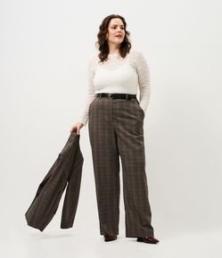 Calça Alfaiatada Xadrez com Cinto Curve & Plus Size