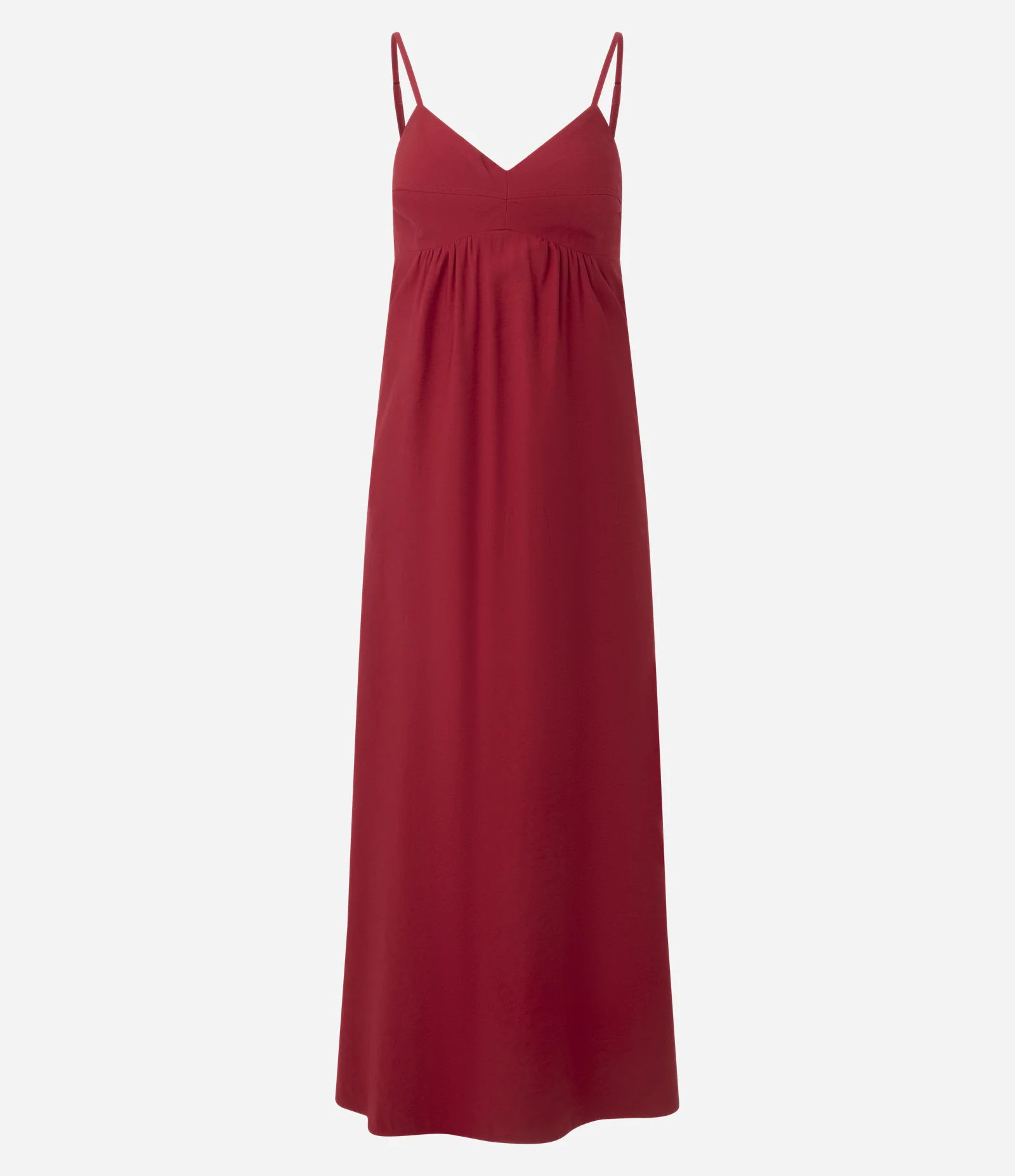 Vestido Midi Evasê em Viscose com Decote Coração Vermelho 1
