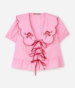Blusa com Gola Ondulada e Amarração Ajustável Curve & Plus Size