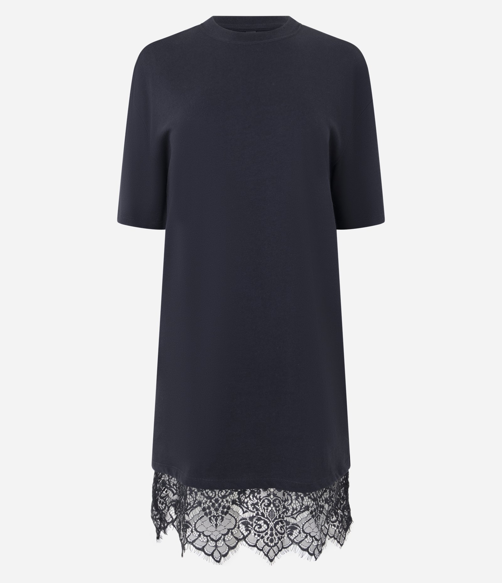 Vestido Reto em Algodão com Renda na Barra Preto 4