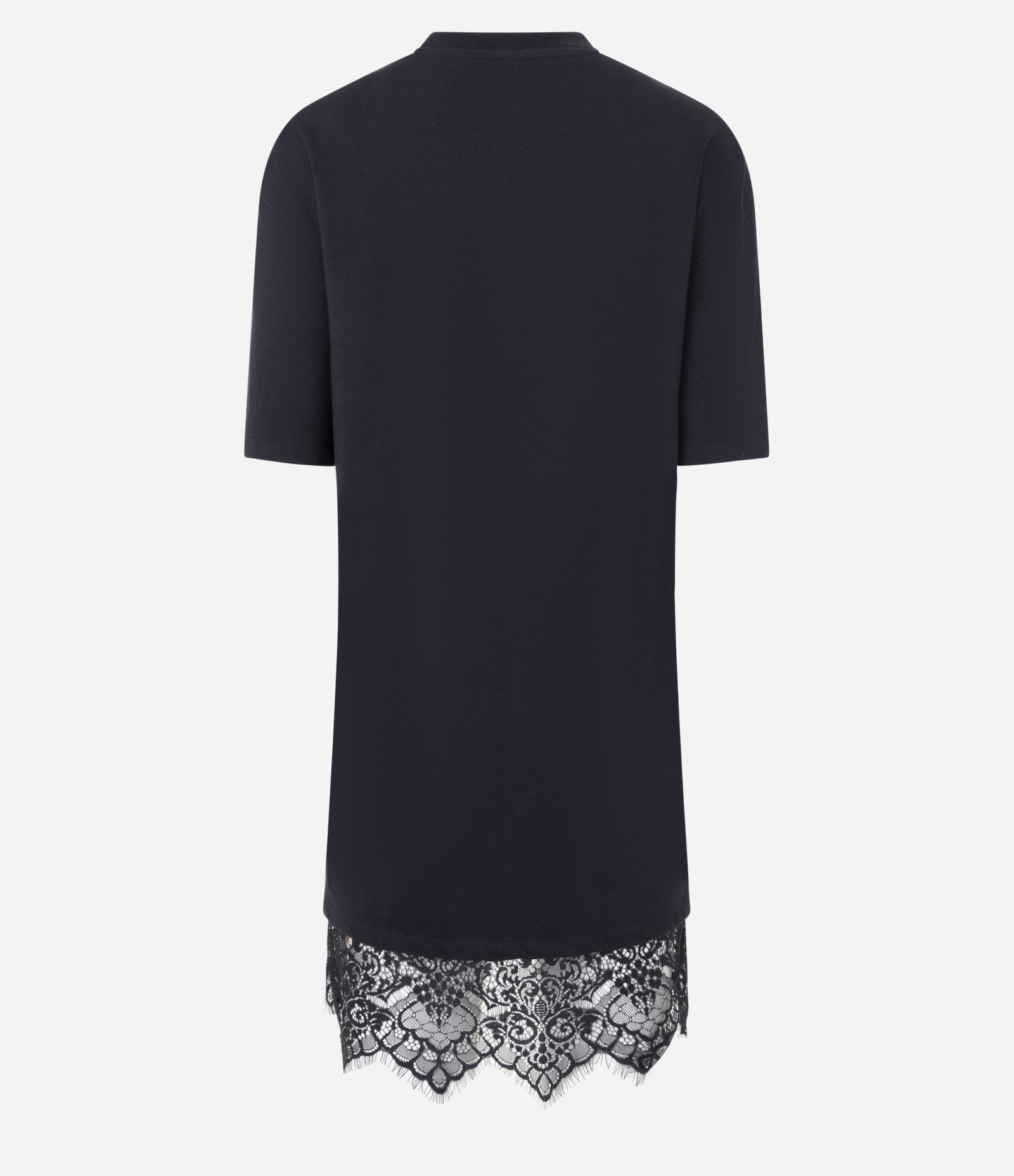 Vestido Reto em Algodão com Renda na Barra Preto 5