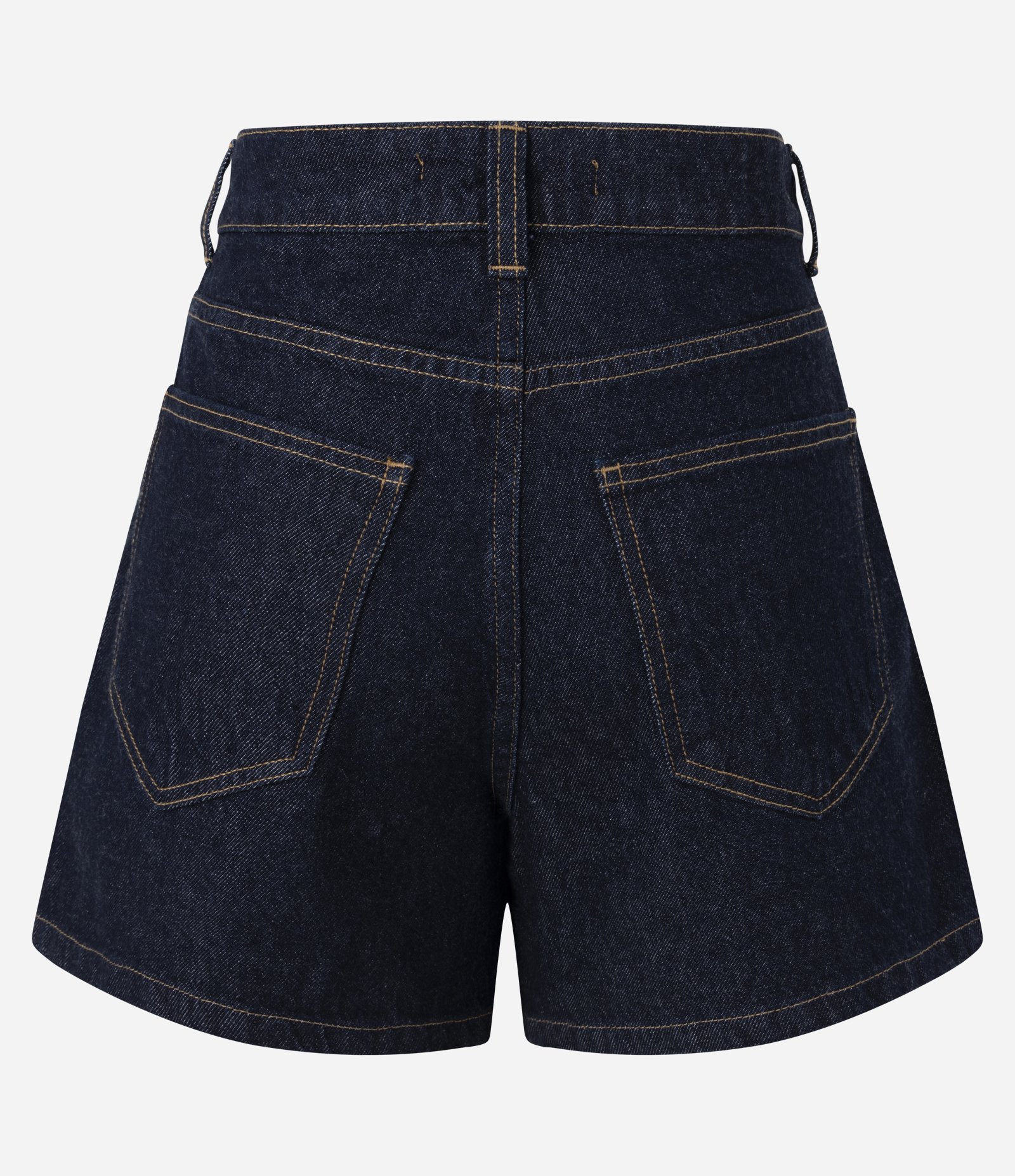 Short Evasê em Jeans com Cintura Alta e Brilhos Aplicados Azul Escuro 7