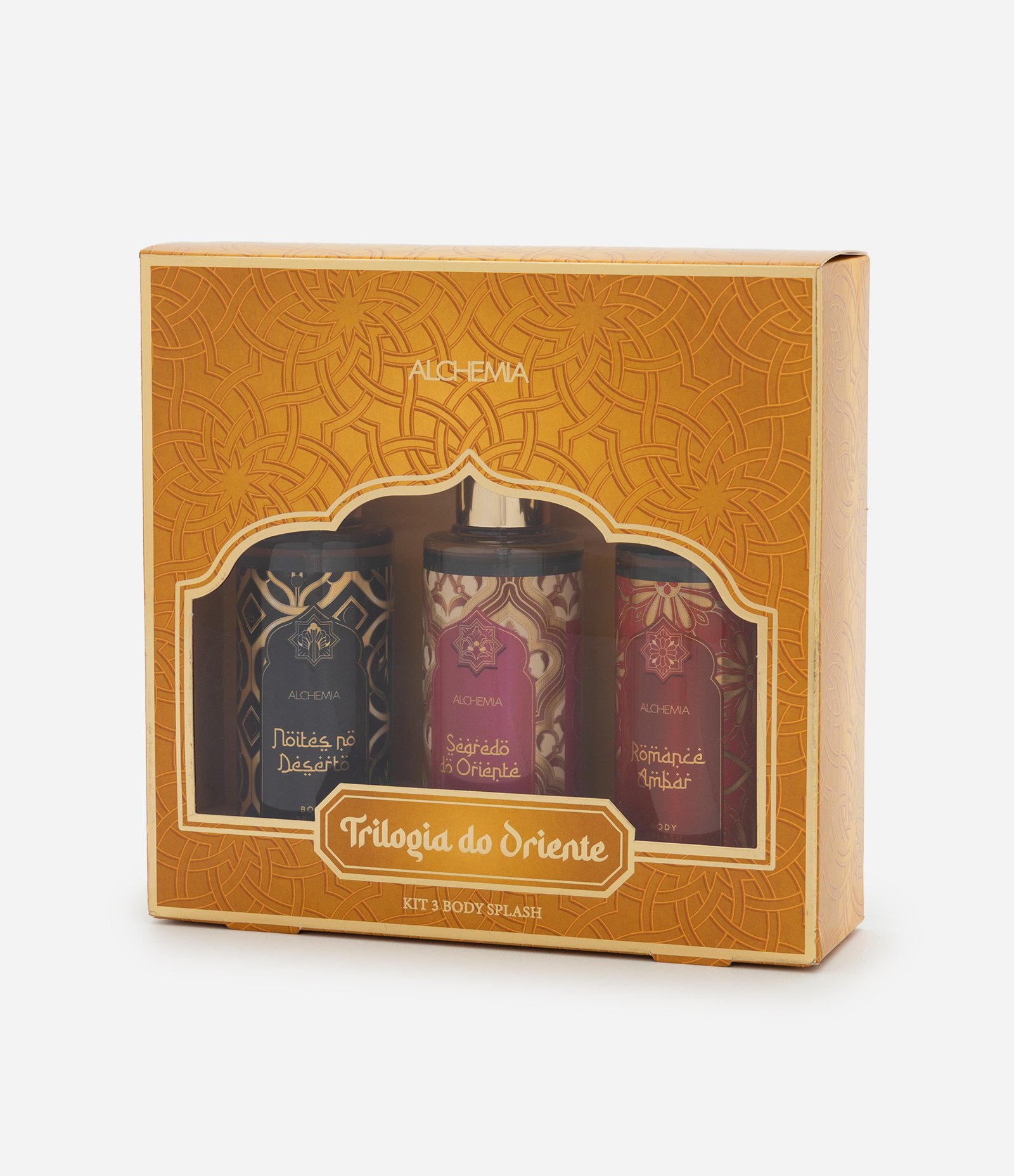Kit Arabe com 3 Body Splashes Novo: Segredo do Oriente Noites no Deserto Romance Ambar Alchemia KIT 3