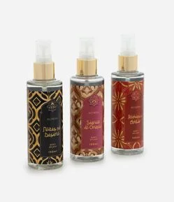 Kit Arabe com 3 Body Splashes Novo: Segredo do Oriente Noites no Deserto Romance Ambar Alchemia
