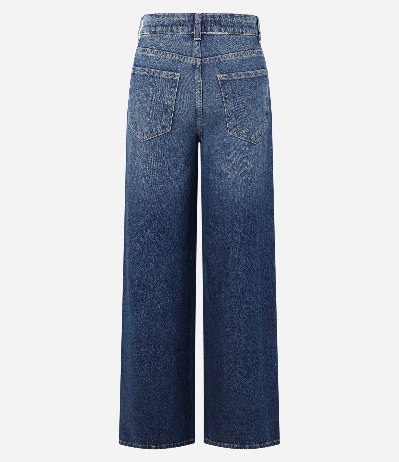 Calça Wide em Jeans com Tachas Aplicadas e Cintura Média Azul 7
