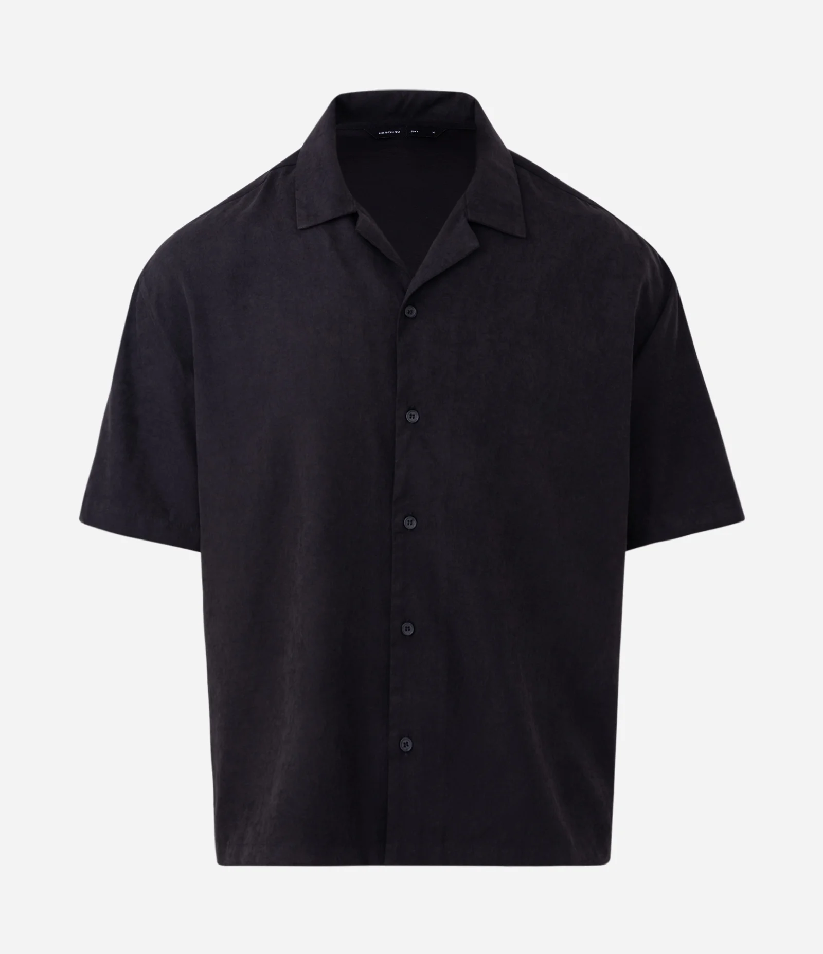 Camisa Manga Curta Suede com Gola Bowling Preto 1