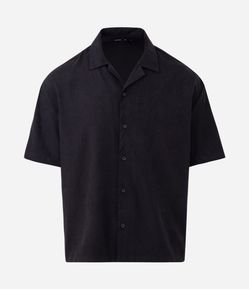 Camisa Manga Curta Suede com Gola Bowling