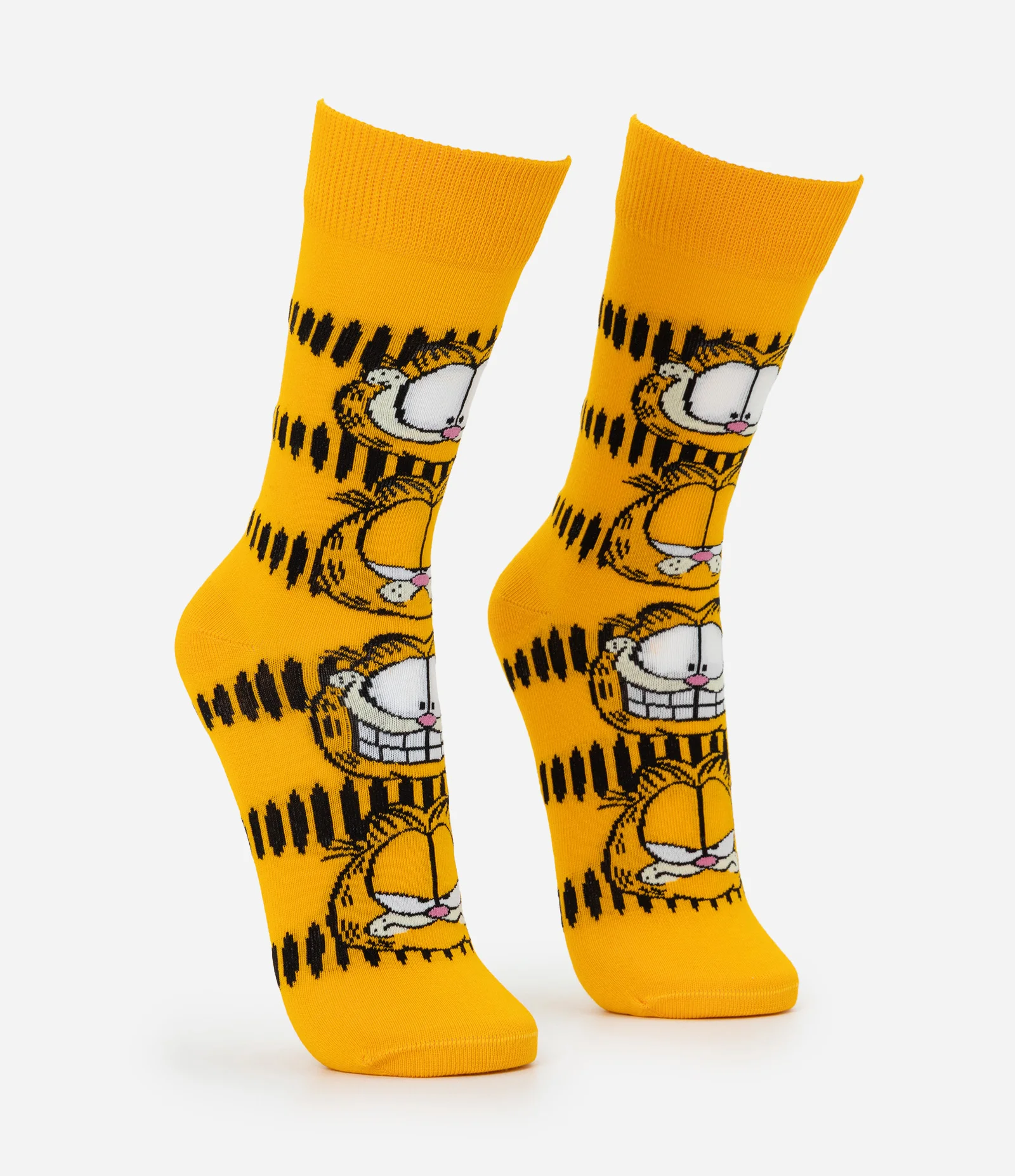 Meia Cano Longo em Algodão com Estampa do Garfield Amarelo 2