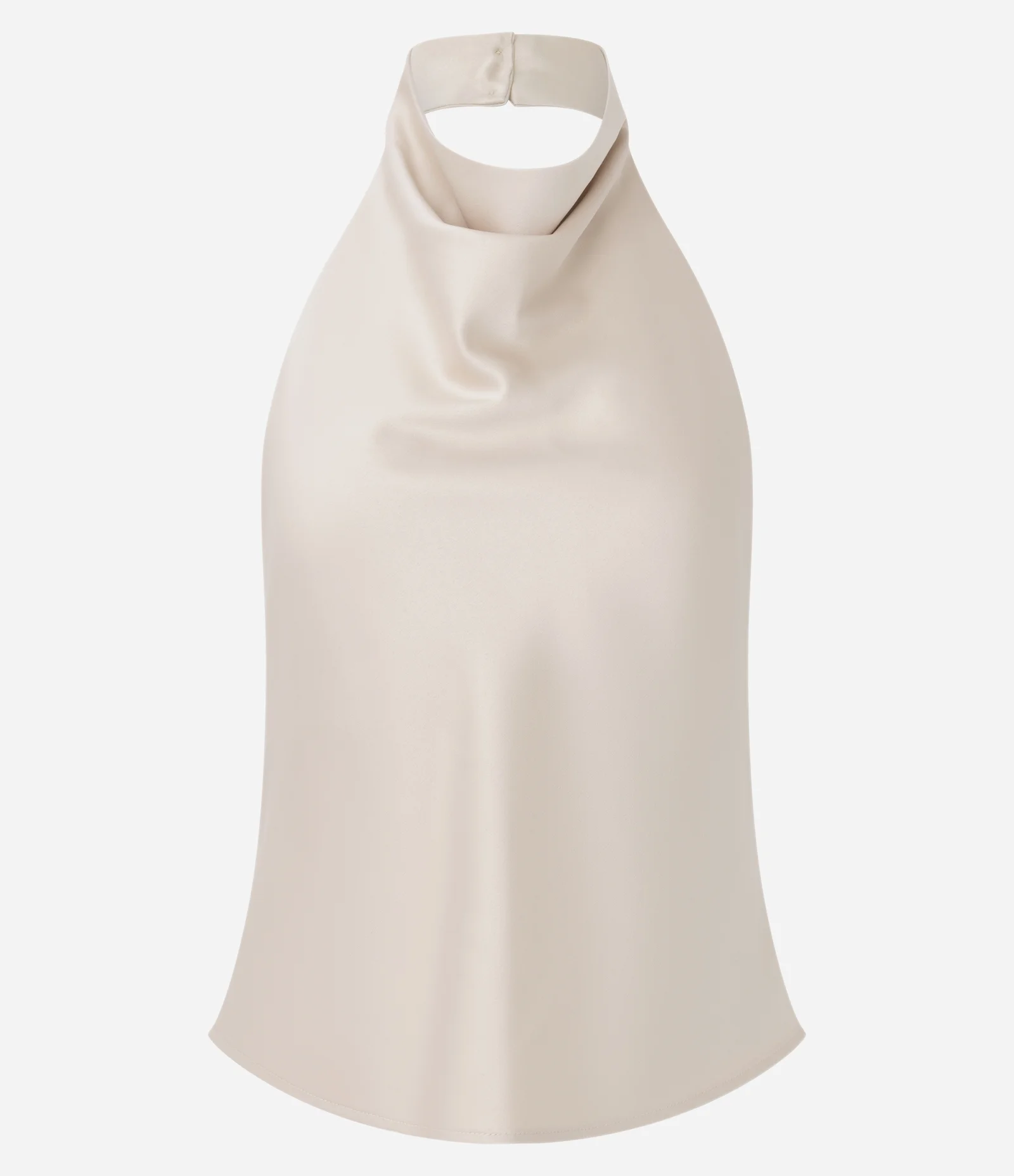 Blusa Frente Única em Cetim com Gola Solta Bege 1