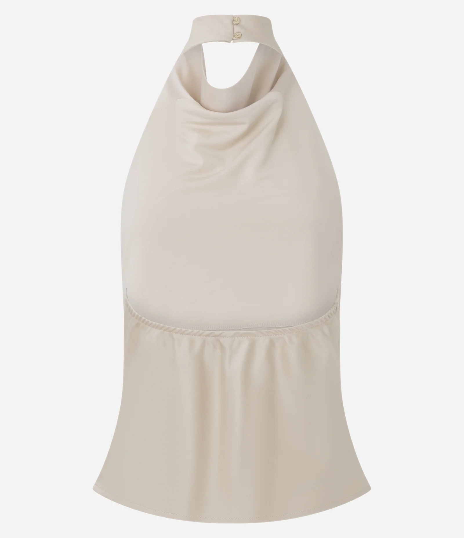 Blusa Frente Única em Cetim com Gola Solta Bege 2