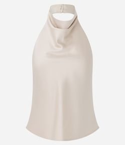 Blusa Frente Única em Cetim com Gola Solta