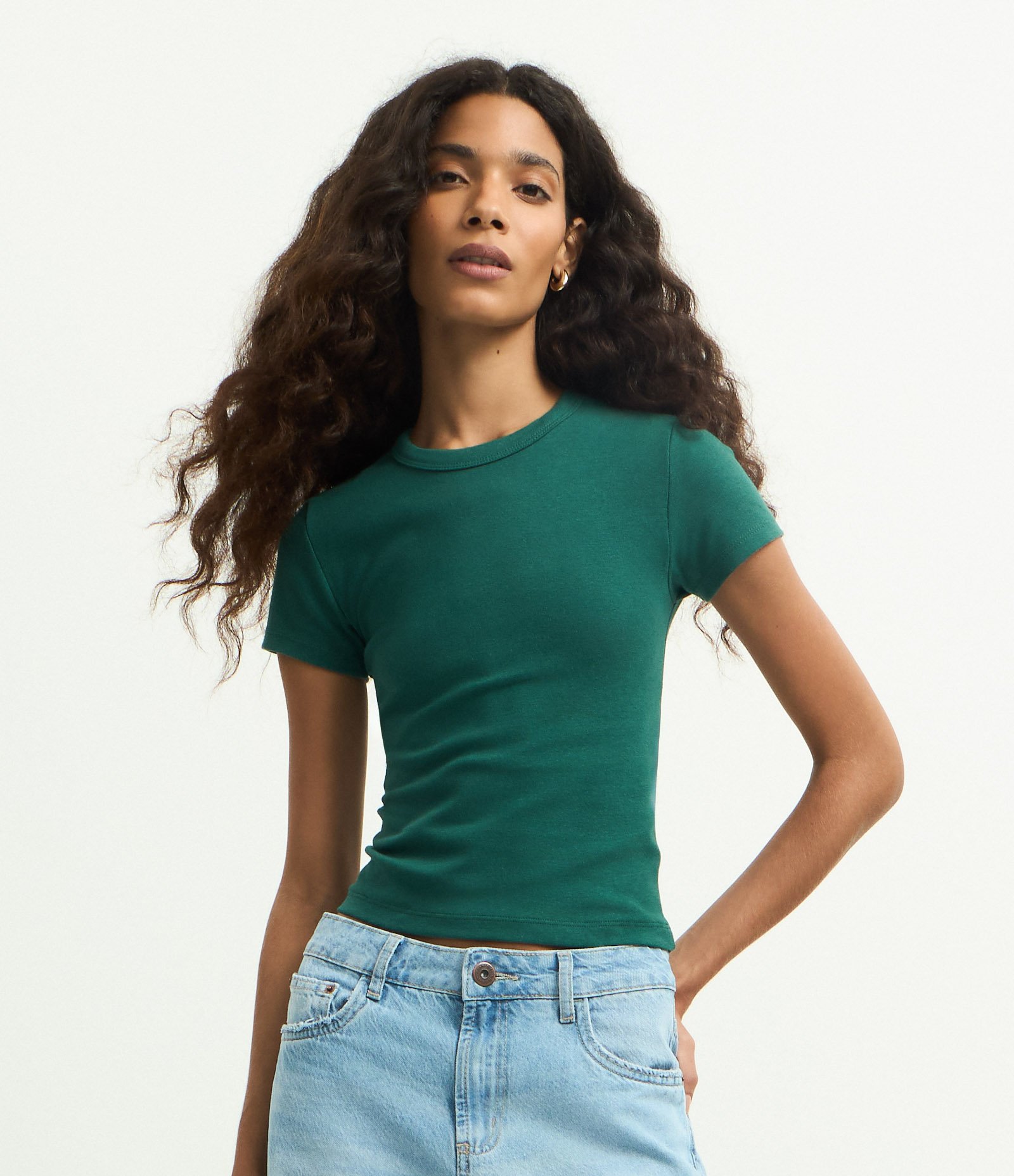 Blusa Alongada Ajustada em Ribana Verde 1