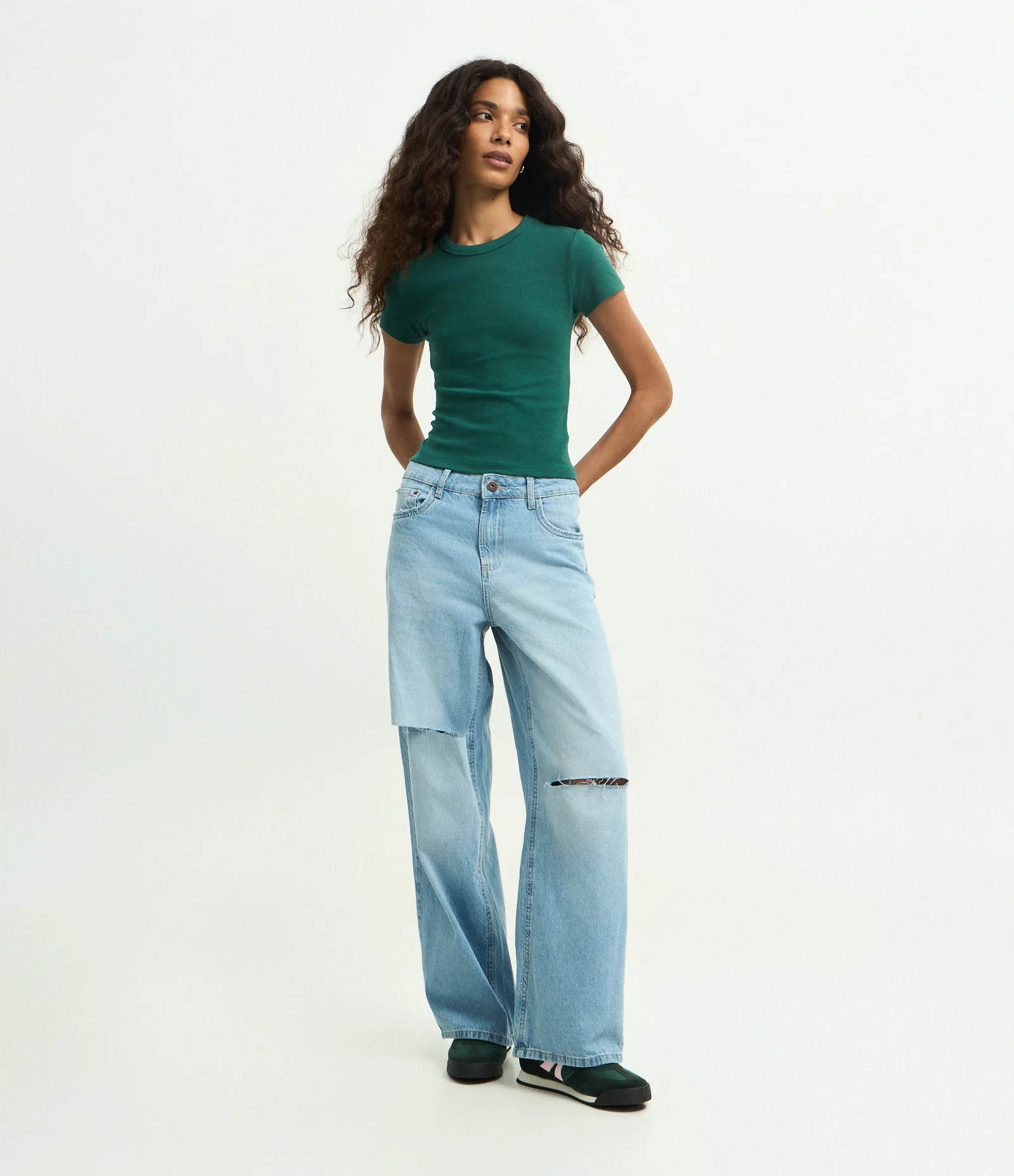 Blusa Alongada Ajustada em Ribana Verde 2