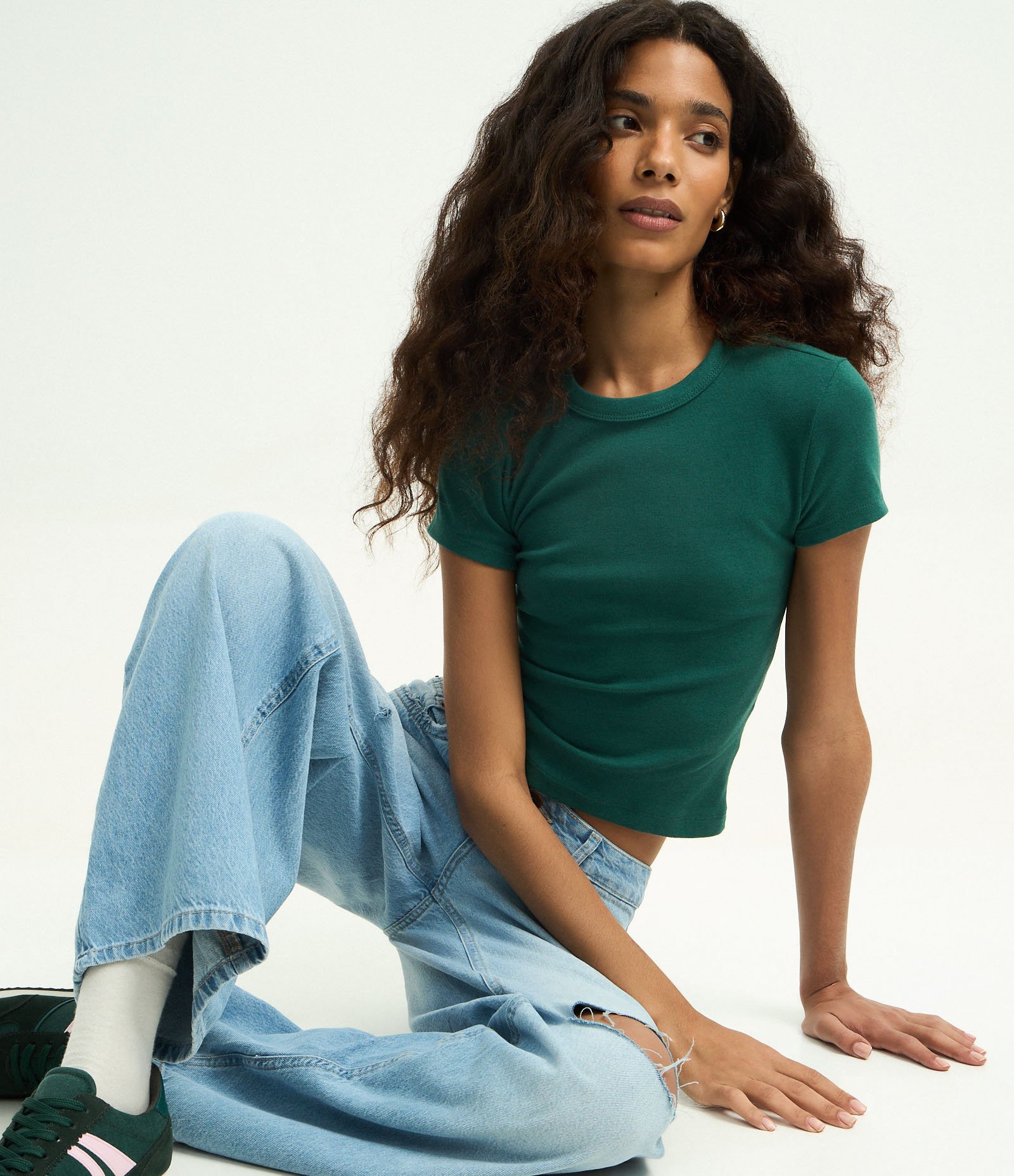 Blusa Alongada Ajustada em Ribana Verde 4