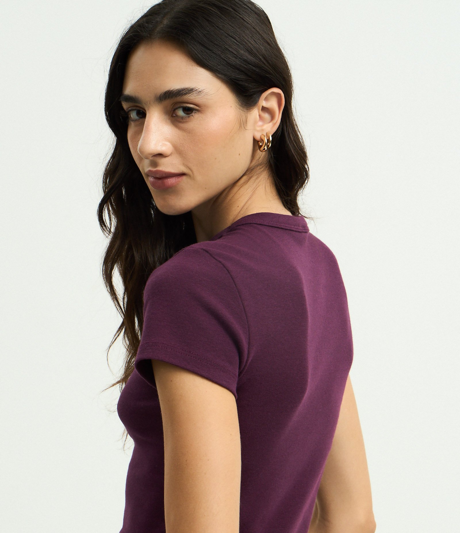 Blusa Alongada Ajustada em Ribana Vinho 3