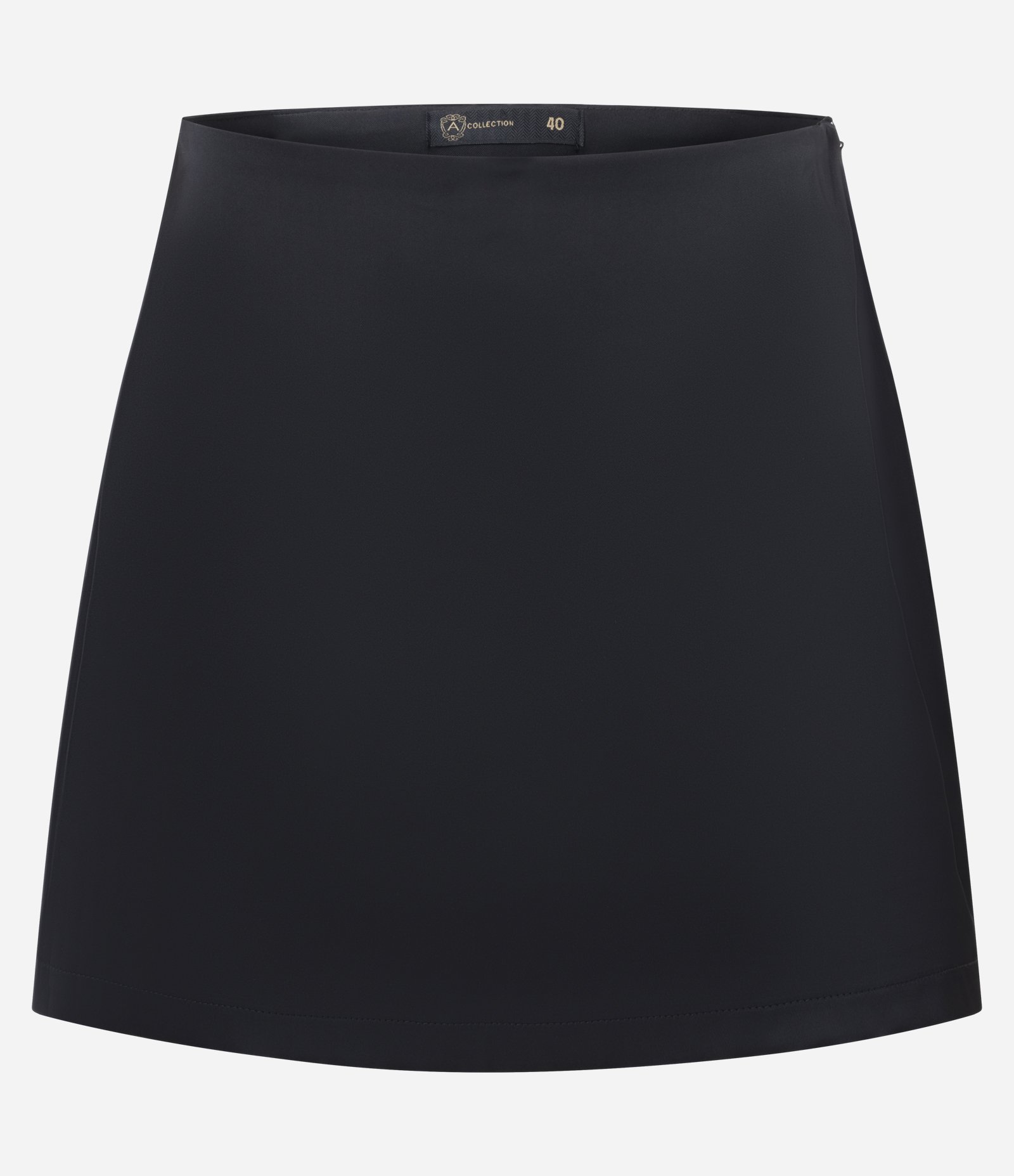 Saia Curta Acetinada com Pregas Traseiras Preto 1