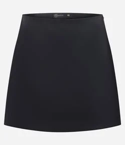 Saia Curta Acetinada com Pregas Traseiras