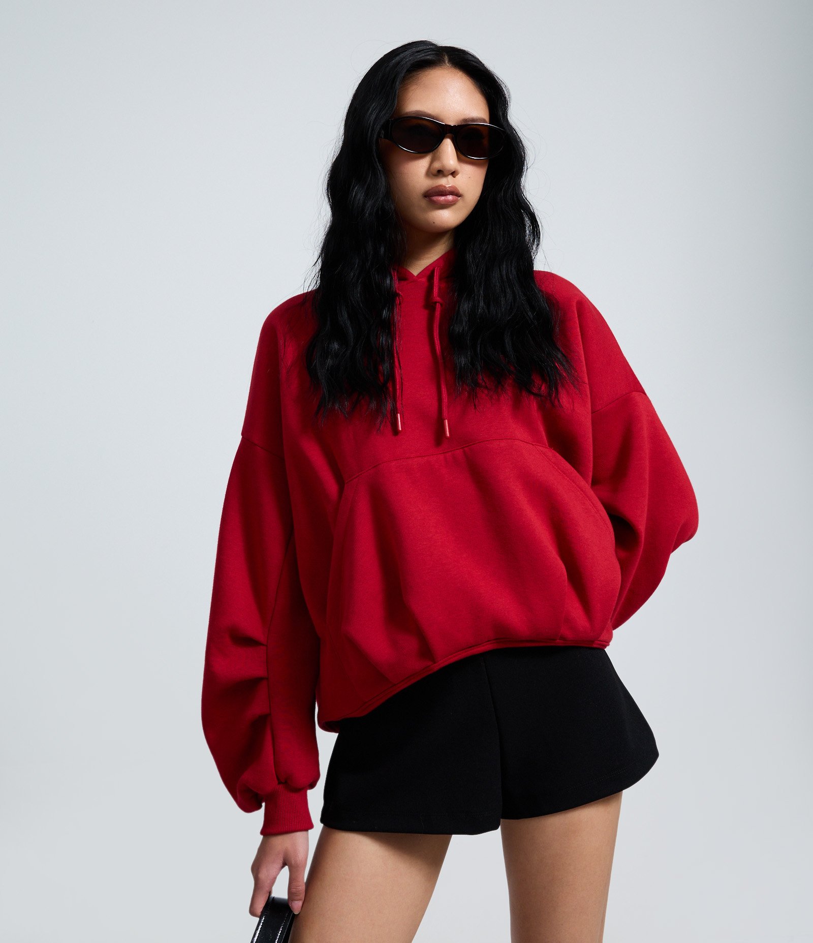 Moletom Balonê com Mangas Bufantes e Pregas Vermelho 3