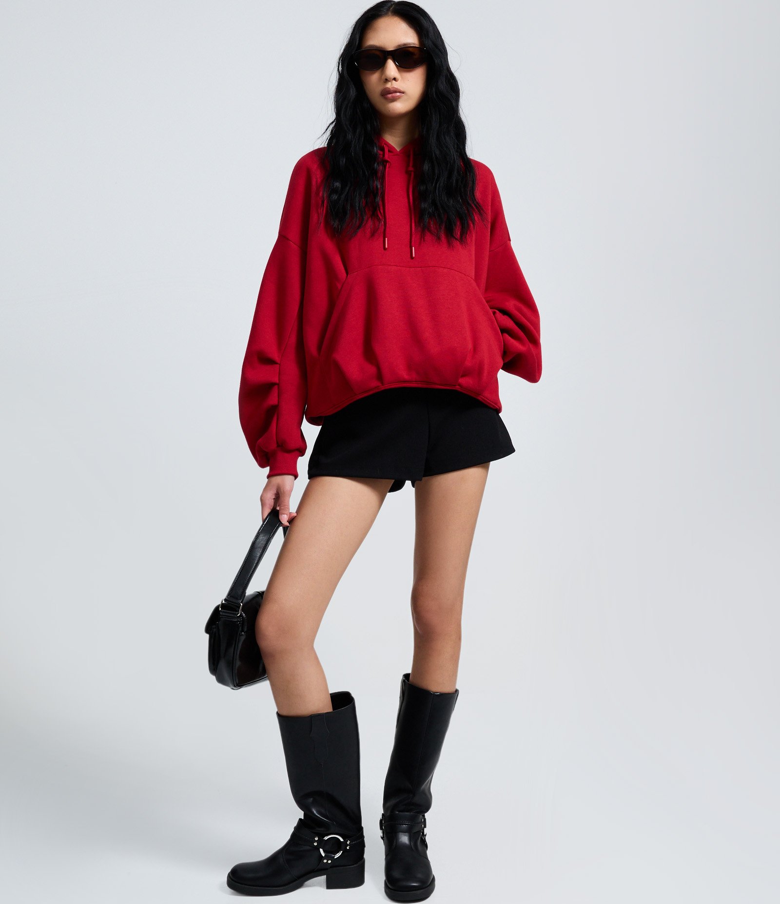 Moletom Balonê com Mangas Bufantes e Pregas Vermelho 4