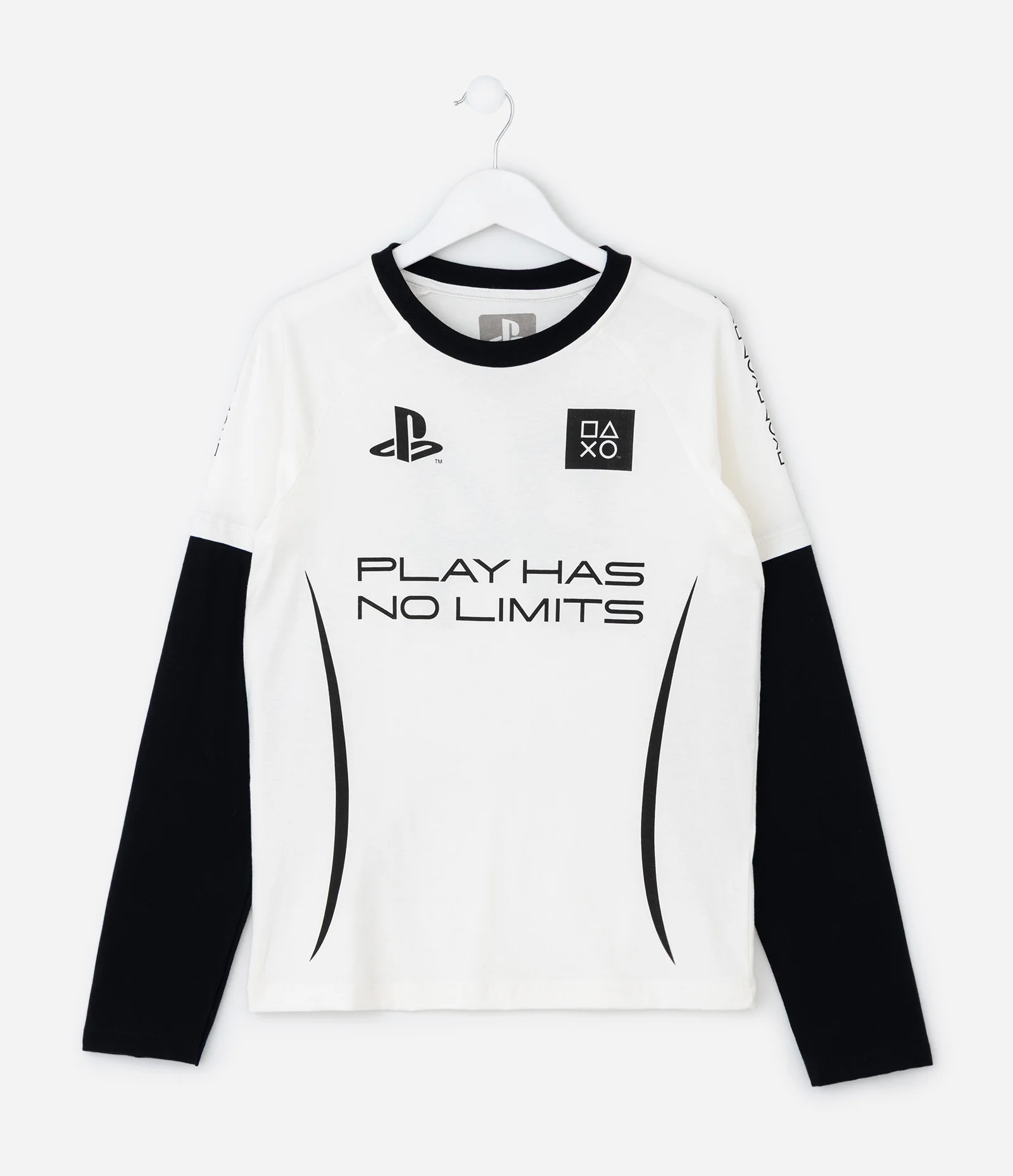Camiseta Infantil Playstation com Manga Sobreposta – Tam 5 a 14 Anos Branco/Preto 2