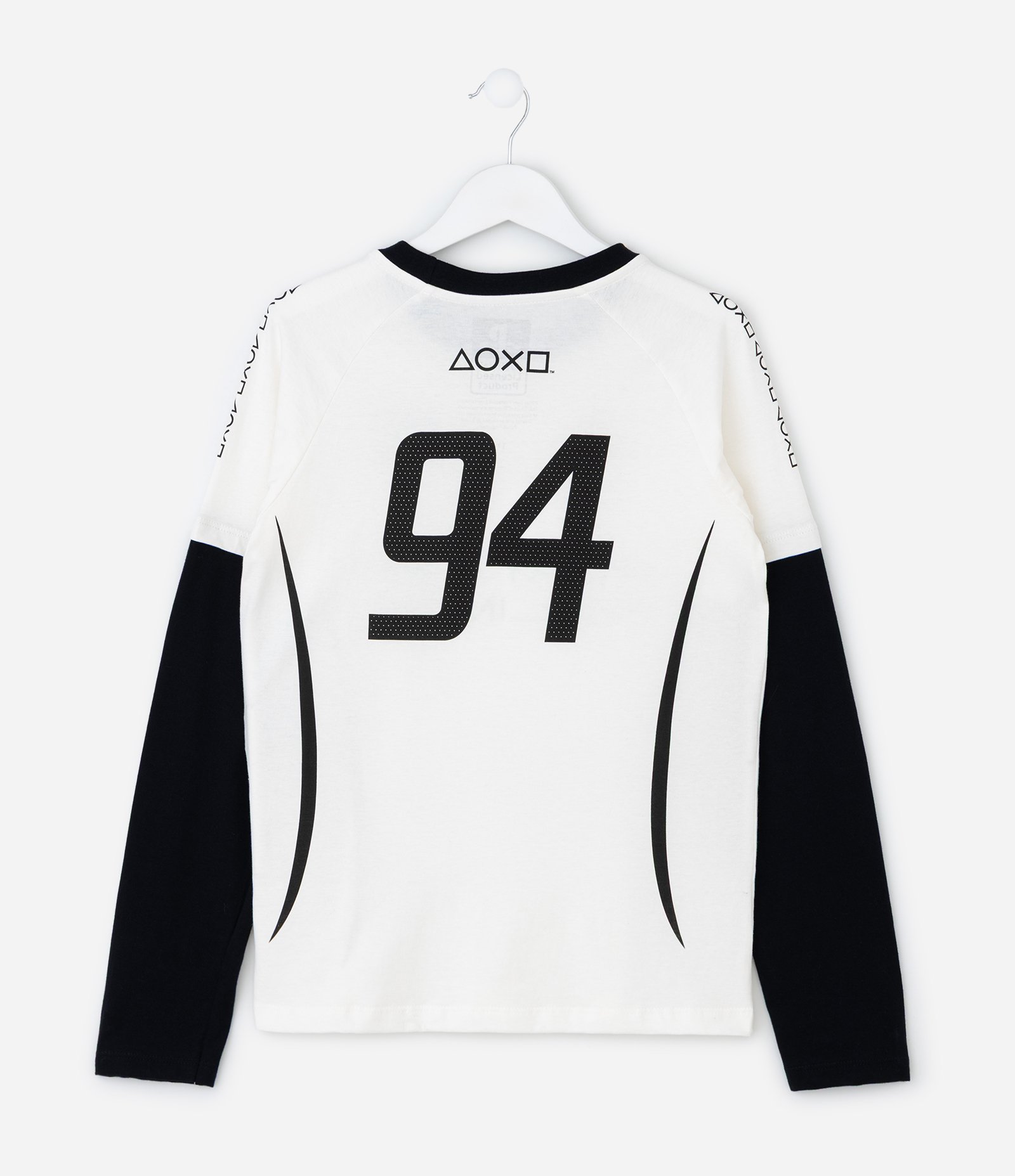 Camiseta Infantil Playstation com Manga Sobreposta – Tam 5 a 14 Anos Branco/Preto 3