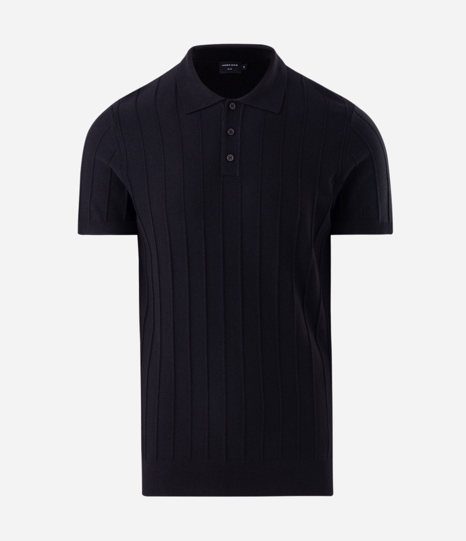 Camisa Polo em Tricô com Textura Vertical Preto 5