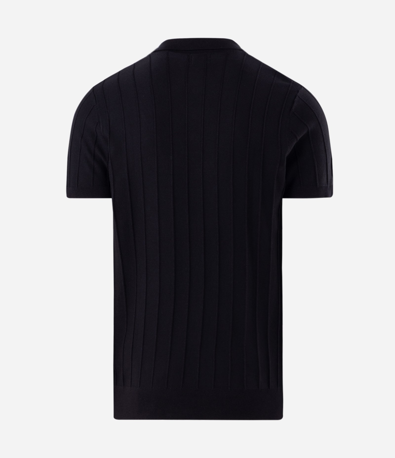 Camisa Polo em Tricô com Textura Vertical Preto 6