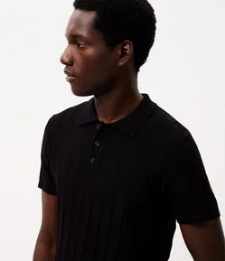 Camisa Polo em Tricô com Textura Vertical