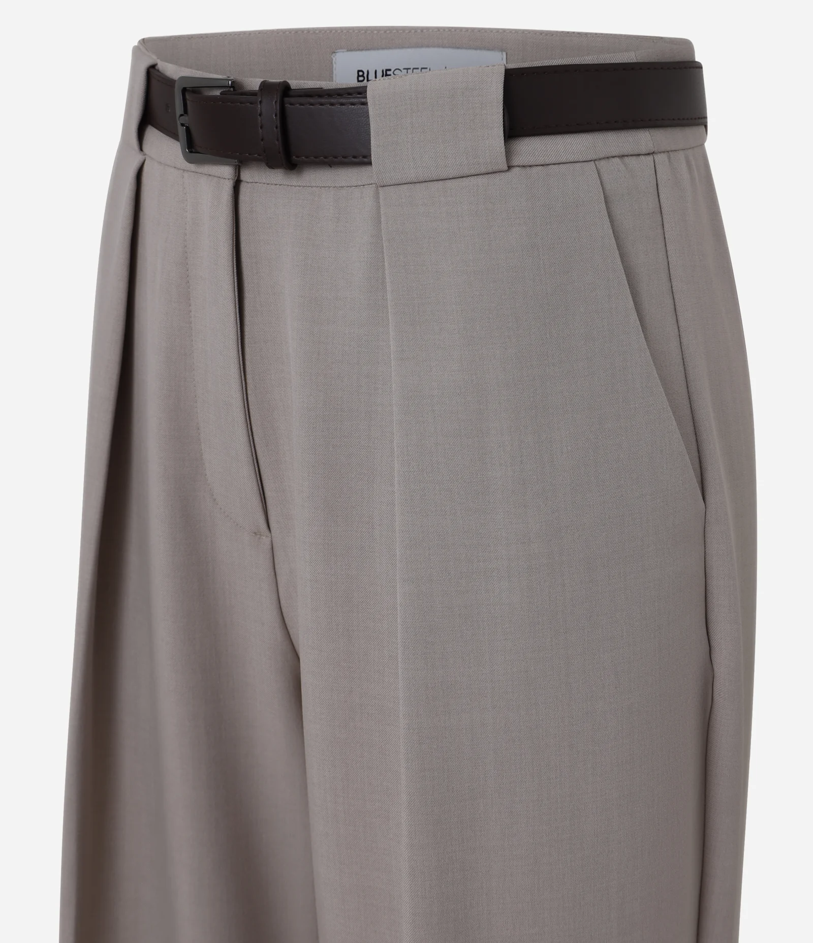 Calça Pantalona com Cinto e Alfaiatada Bege 2