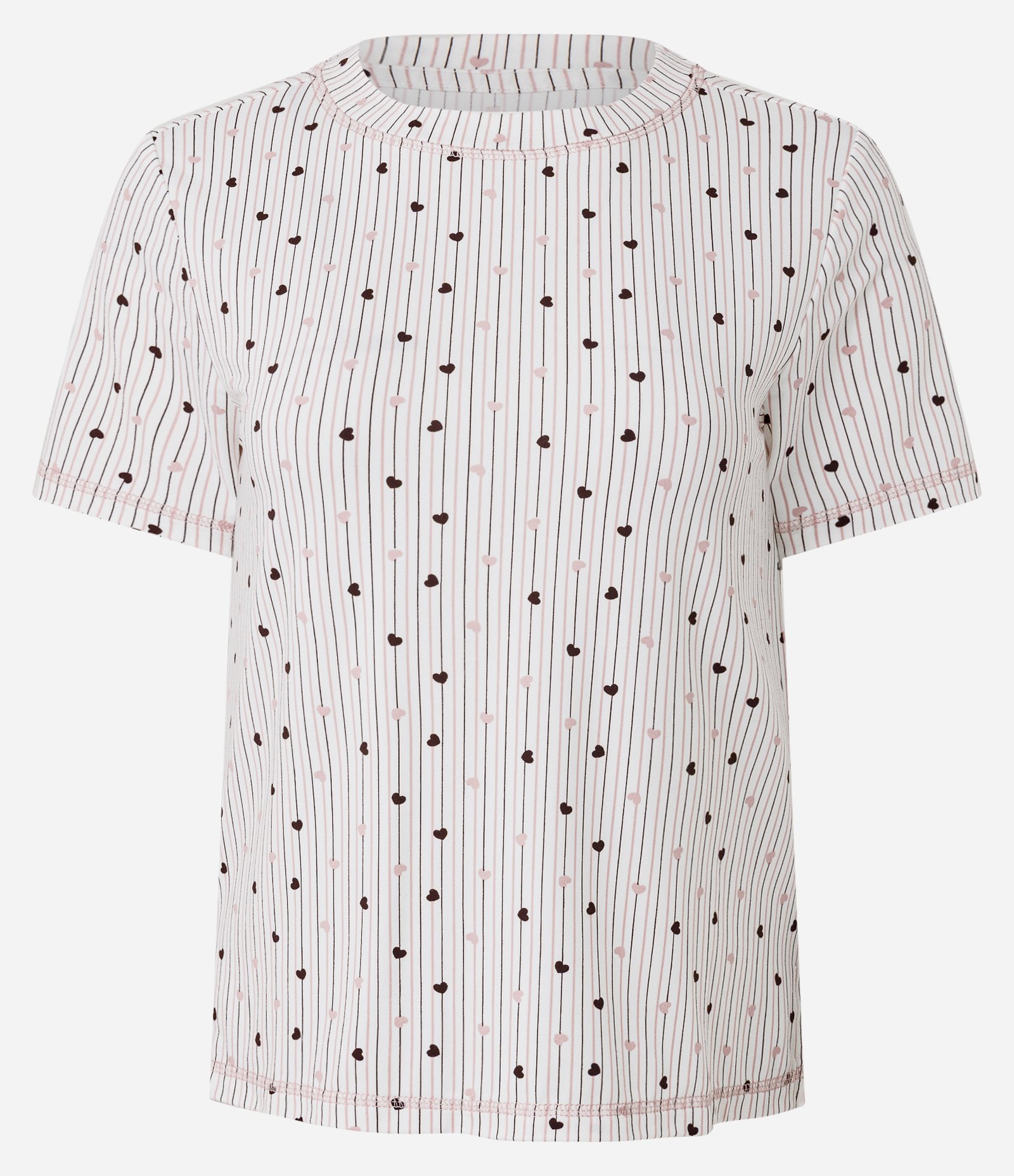 Blusa de Pijama em Peach Touch com Estampa de Corações Branco 5