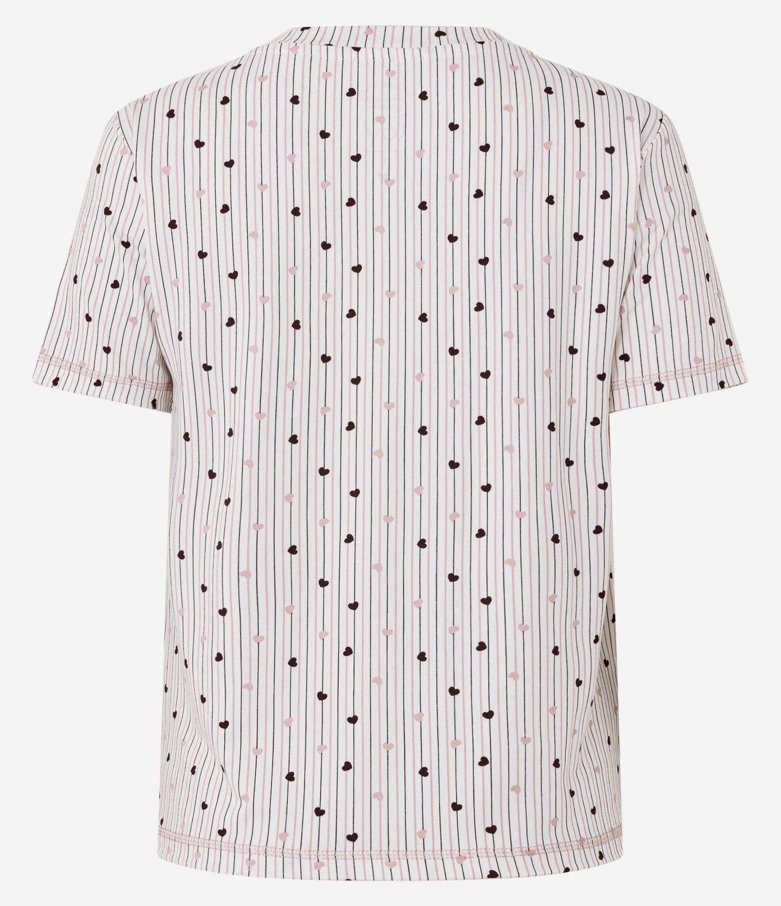 Blusa de Pijama em Peach Touch com Estampa de Corações Branco 6