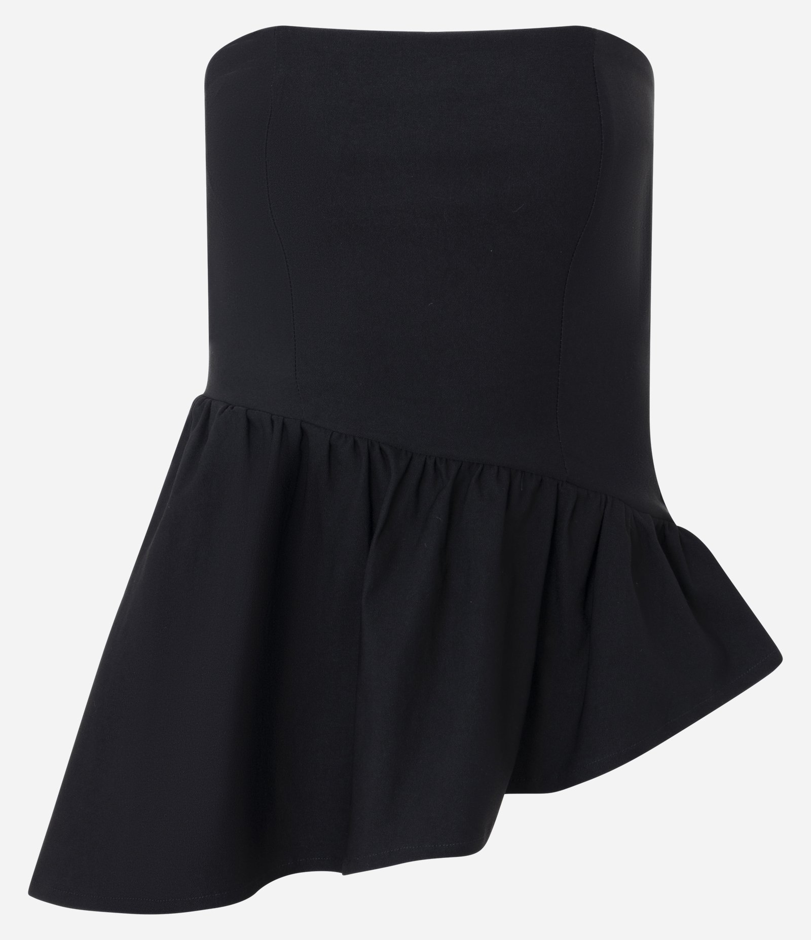 Blusa Peplum em Bengaline com Barra Assimétrica Preto 5