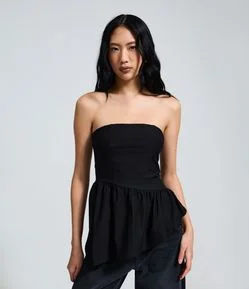 Blusa Peplum em Bengaline com Barra Assimétrica