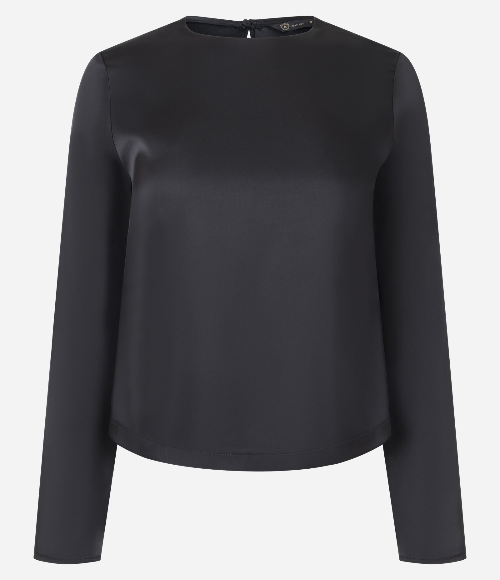 Blusa Acetinada com Manga Longa e Fechamento Posterior Preto 1