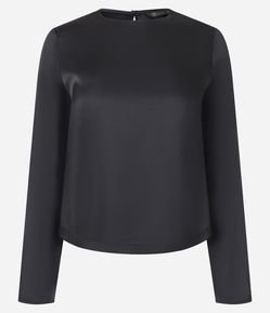 Blusa Acetinada com Manga Longa e Fechamento Posterior