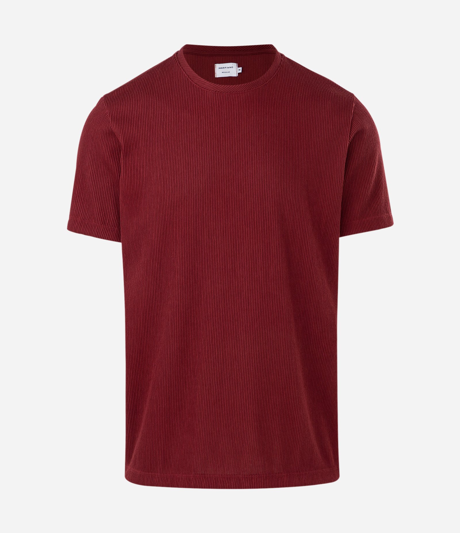 Camiseta Regular em Algodão Texturizado Vermelho Escuro 5