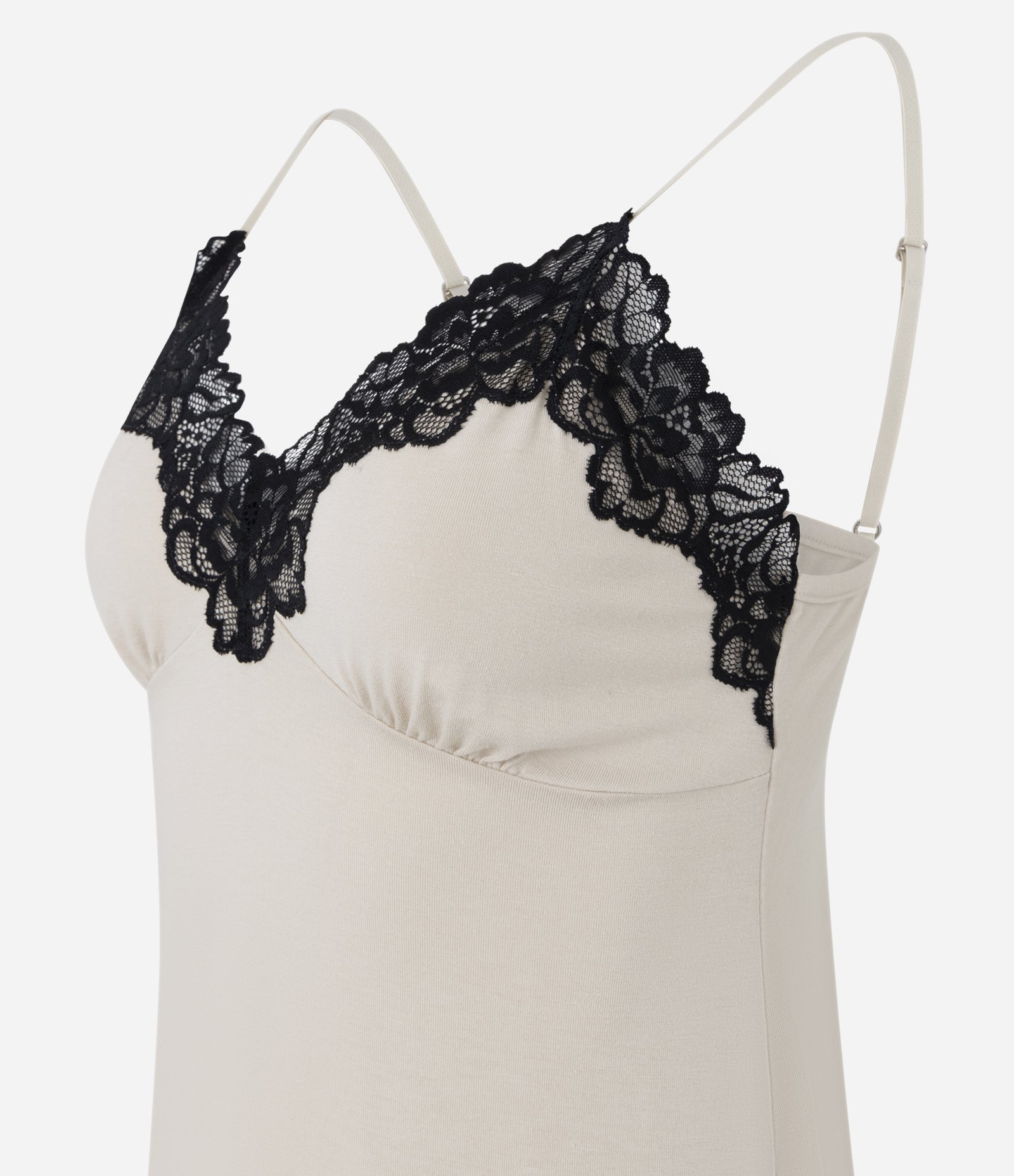 Pijama Curto em Viscolycra com Renda Floral Off White 2