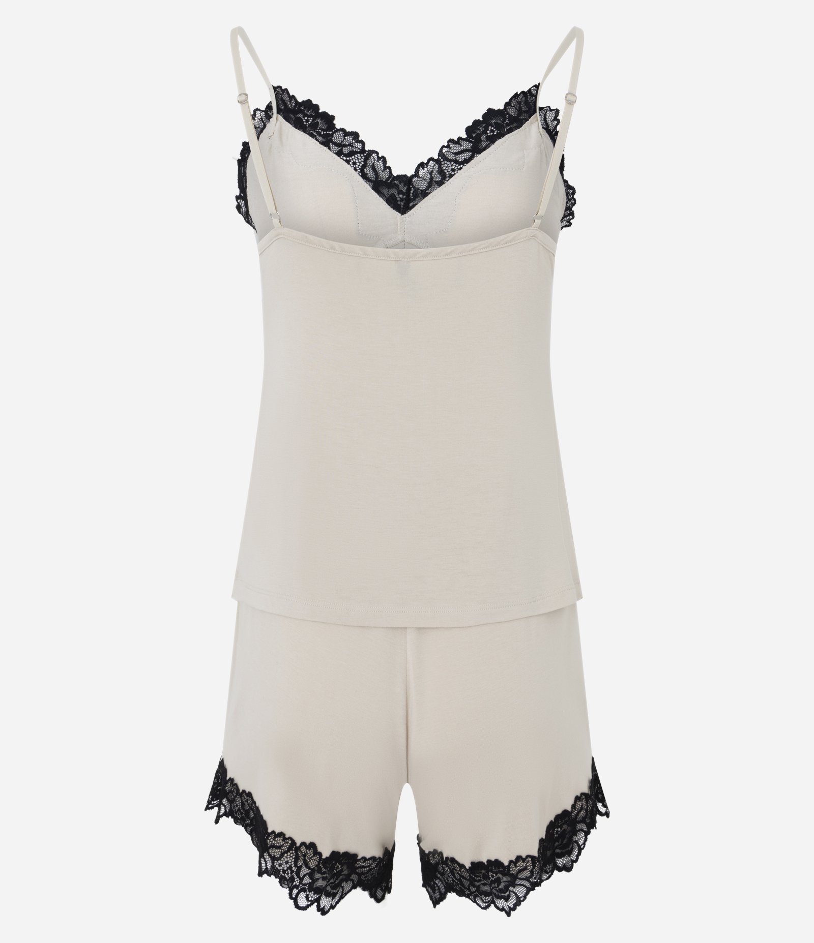 Pijama Curto em Viscolycra com Renda Floral Off White 3
