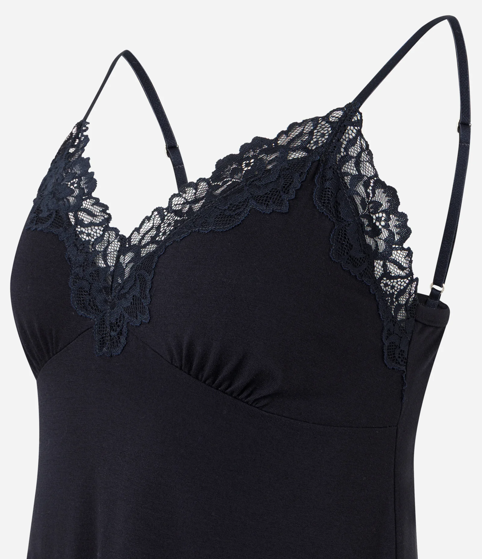 Pijama Curto em Viscolycra com Renda Floral Preto 2