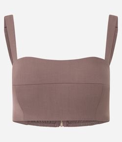 Blusa Cropped Alfaiatada com Decote Coração e Lastex nas Costas