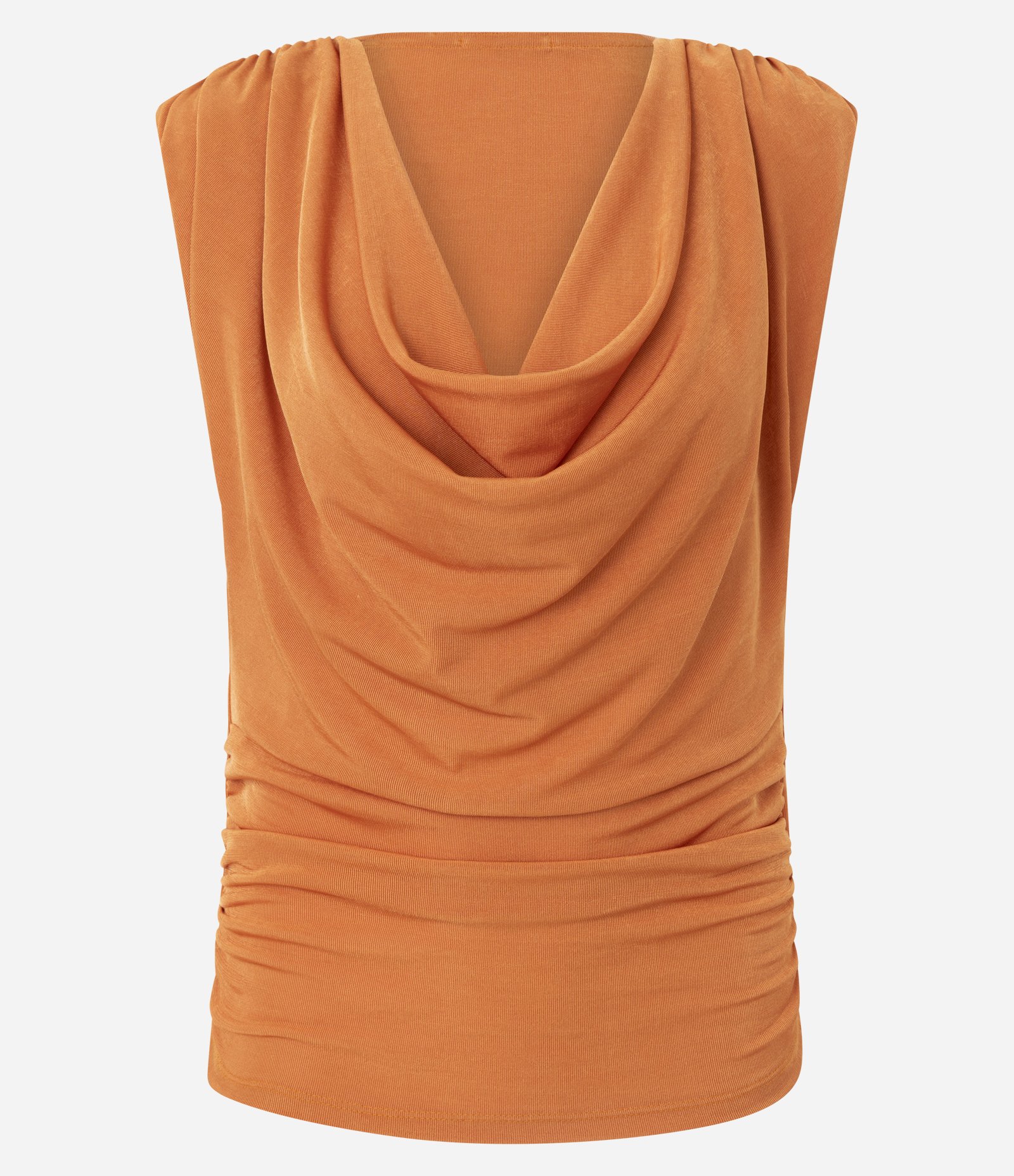Blusa em Ribana com Ombreiras e Laterais Drapeadas Laranja 2