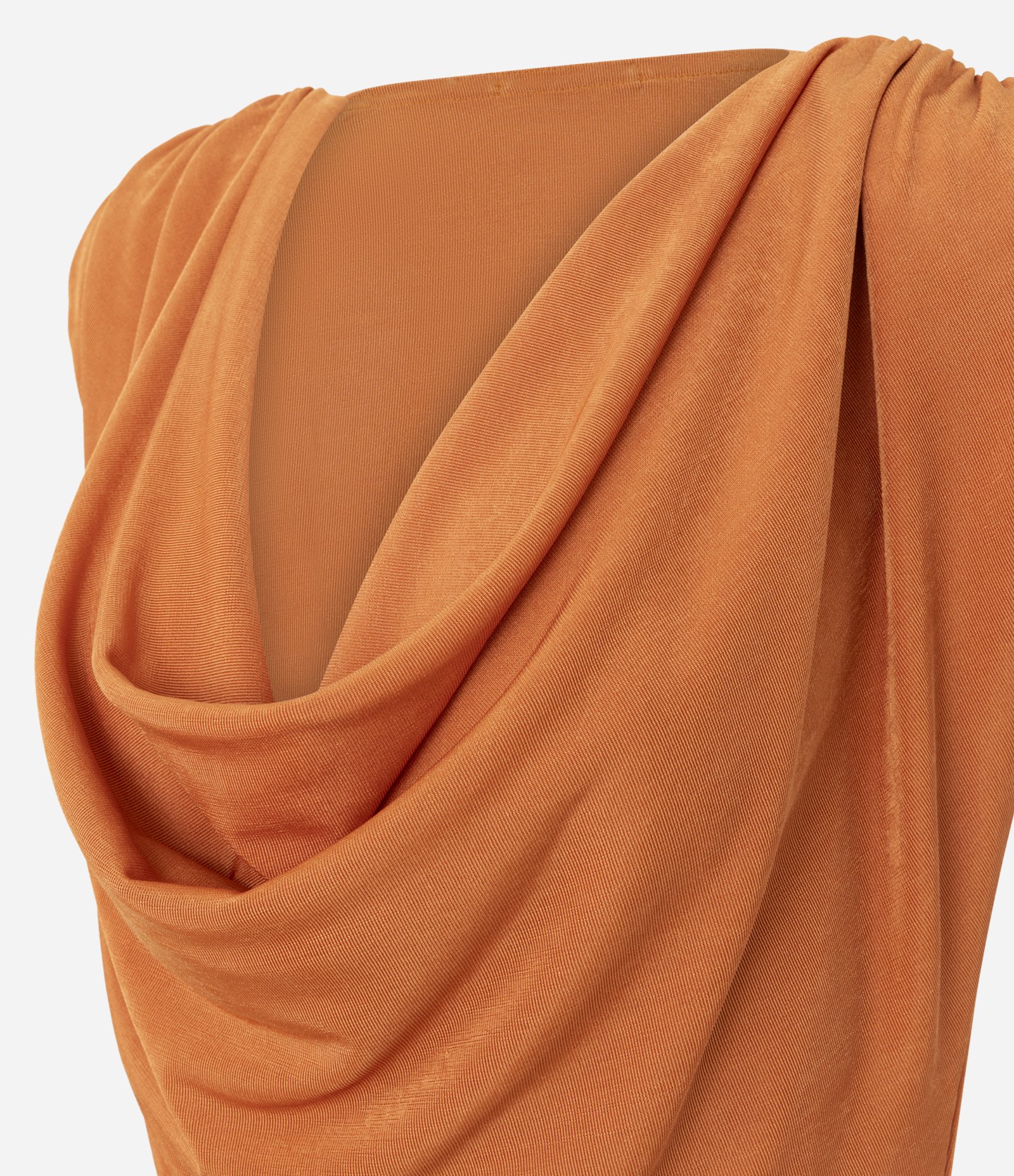 Blusa em Ribana com Ombreiras e Laterais Drapeadas Laranja 3