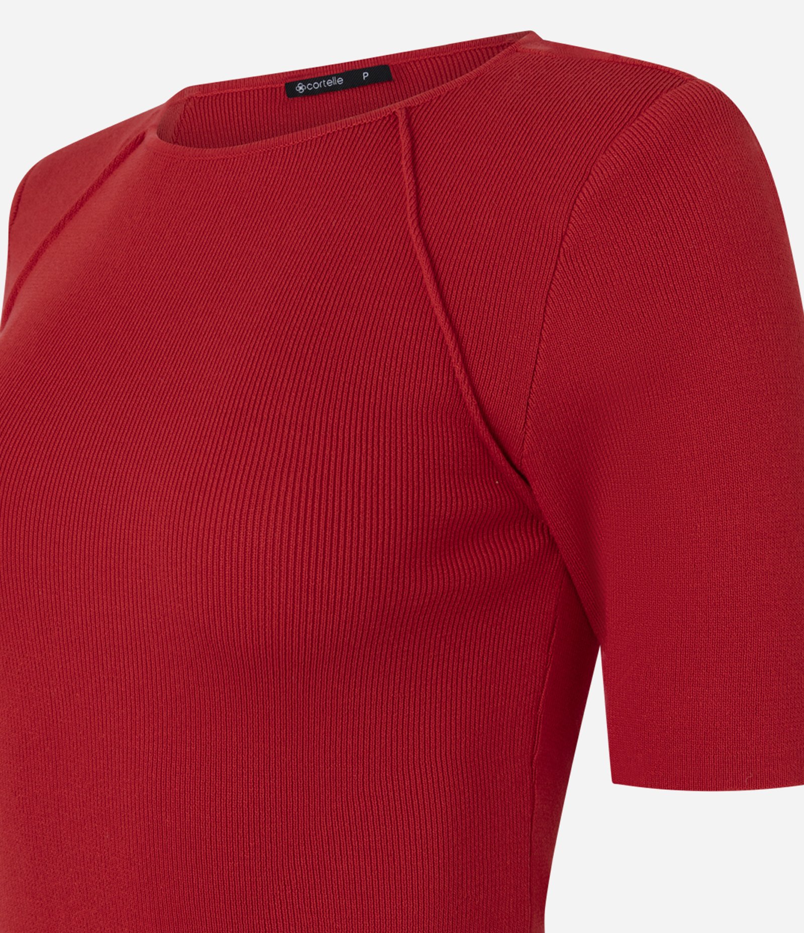 Blusa Regular em Tricô com Ombreirinha Ajustada Vermelho 8
