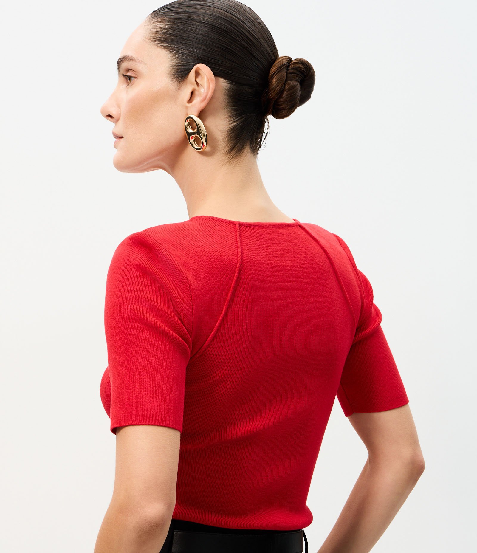 Blusa Regular em Tricô com Ombreirinha Ajustada Vermelho 4