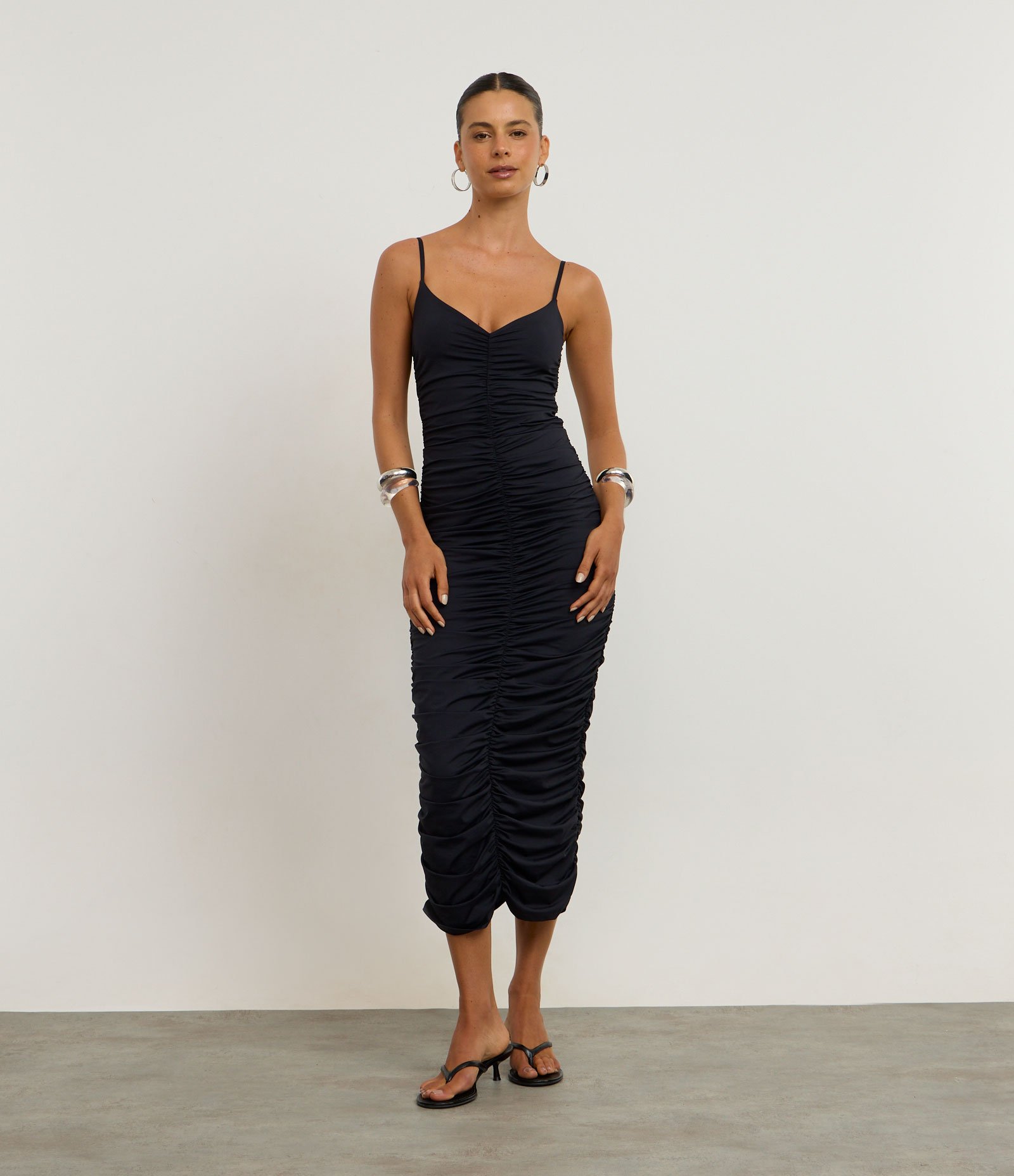 Body Drapeado com Alcinhas Finas Preto 1