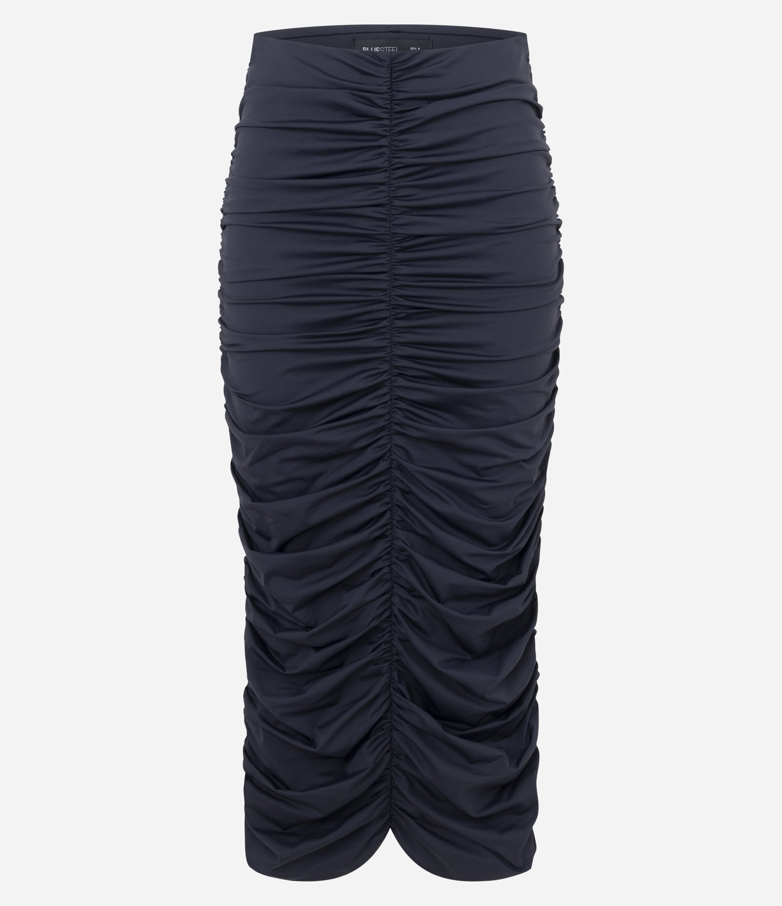 Saia Midi em Poliamida Drapeada Preto 4