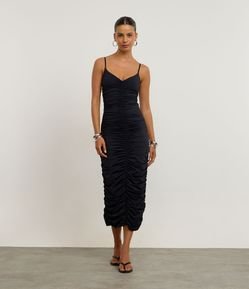 Saia Midi em Poliamida Drapeada