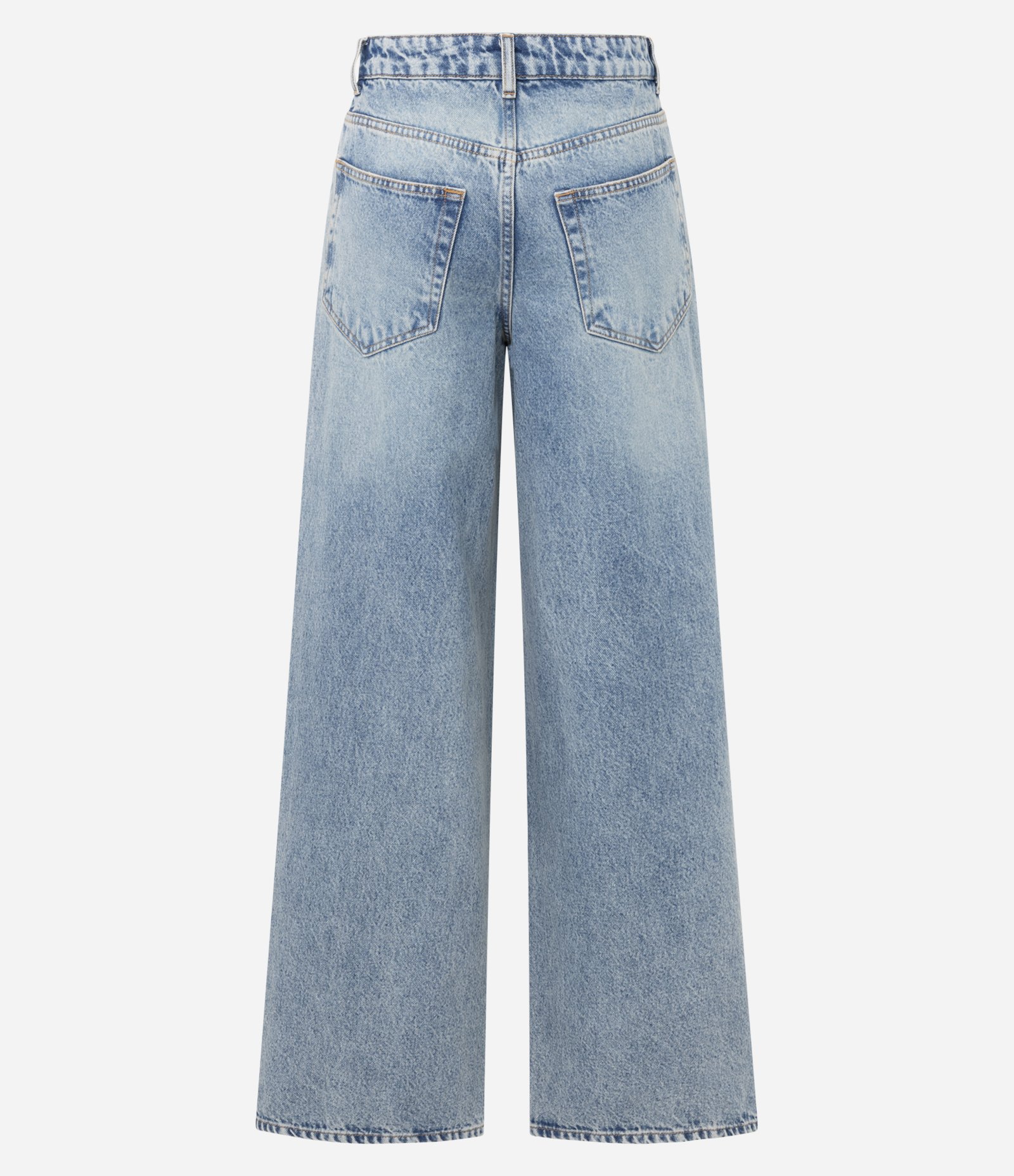 Calça Loose em Jeans com Cintura Baixa e Lavagem Estonada Azul 2