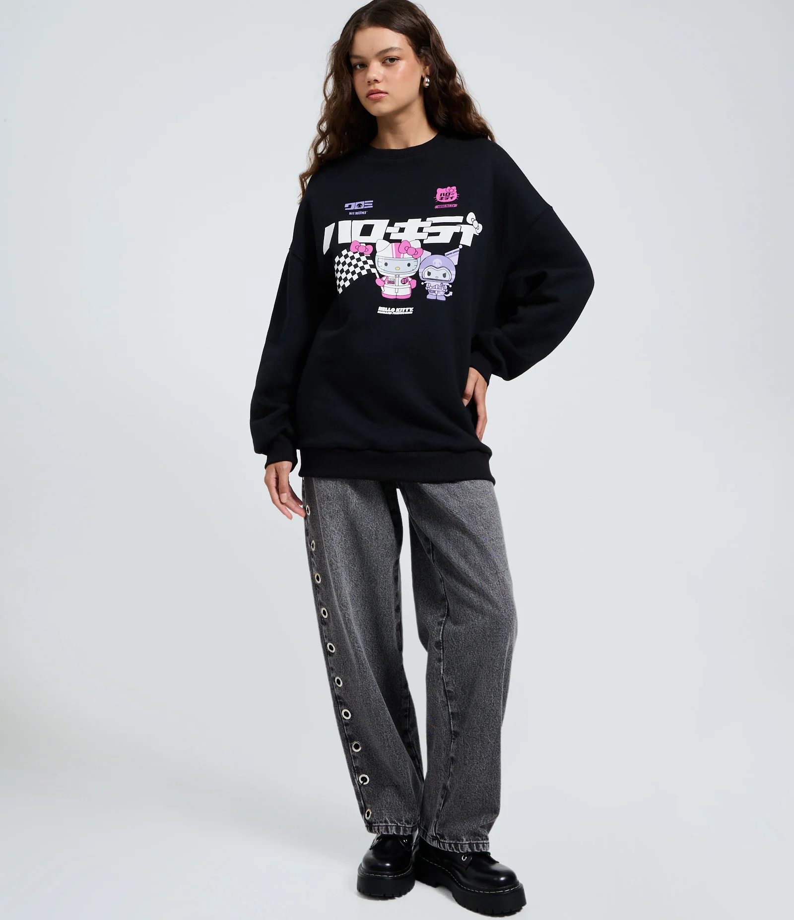 Moletom com Estampa Hello Kitty Corrida Preto 2